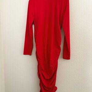 Elegant Red Long Sleeve Dress